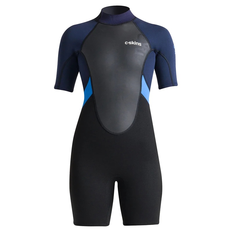 C-Skins Women's Element 3/2mm Shorty Back Zip Wetsuit - Black/Slate/Azure