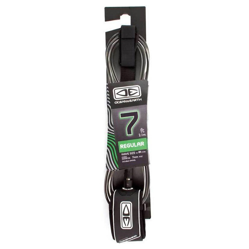 Ocean & Earth Regular Moulded Leash (7ft-Black)