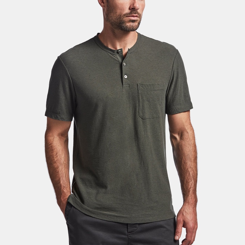 Cotton Linen Jersey Henley - Marsh