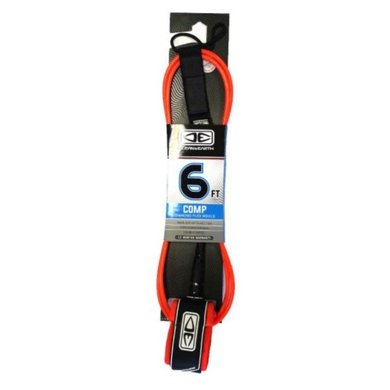 Ocean & Earth Regular Comp Moulded Leash 6ft - Orange