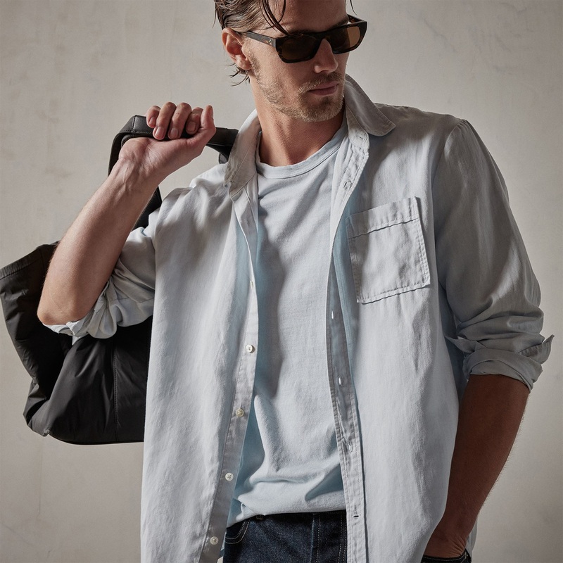 Sierra Cotton Linen Shirt - Baby Blue Pigment