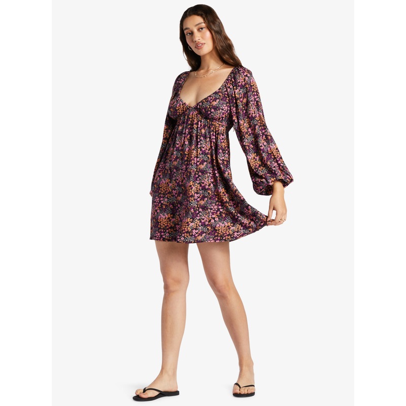 Roxy Sweetest Shores Dress-Anthracite Floral Daze