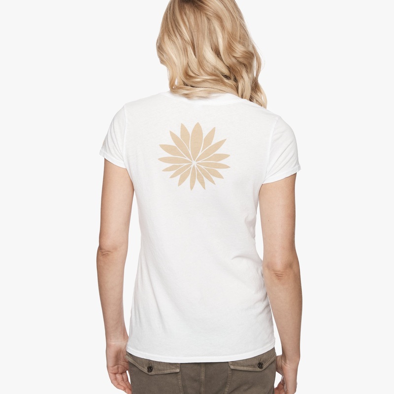 Short Sleeve V Neck Antes - White/Palamino