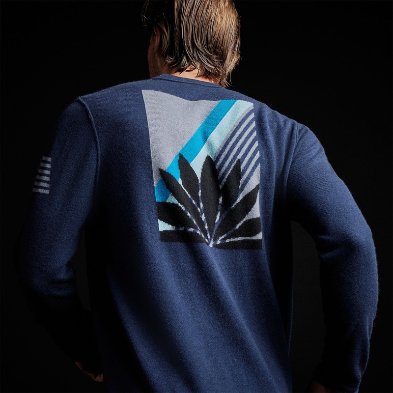 Agave Graphic Recycled Cashmere Sweater - Prussian