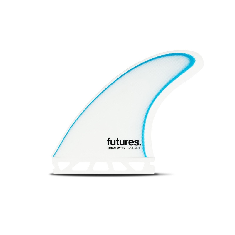 Ethan Ewing Signature Fibreglass Medium Thruster Fin Set - White/Blue