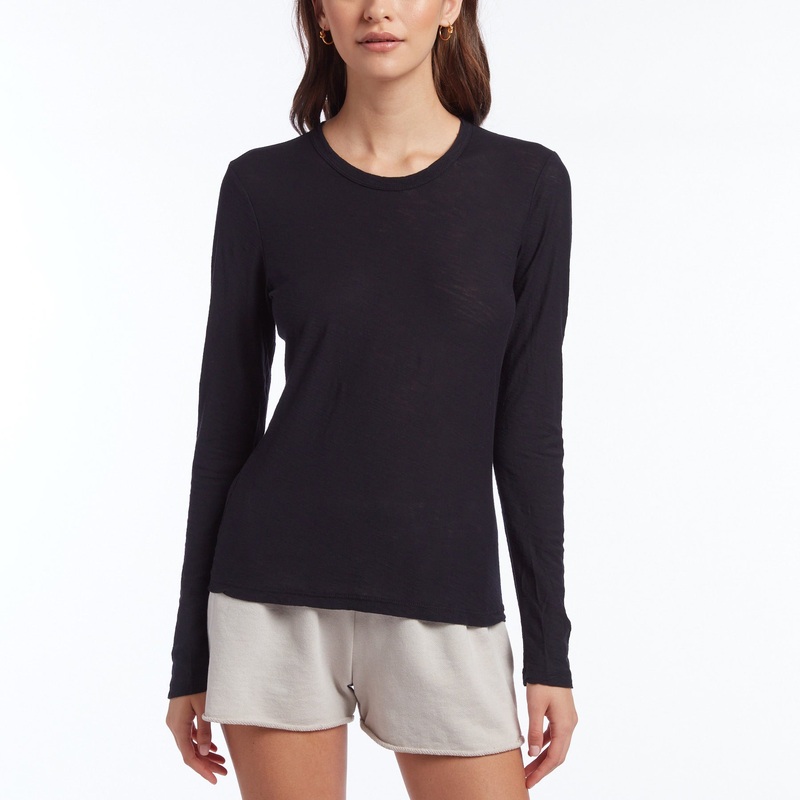 Sheer Slub Long Sleeve Crew - French Navy
