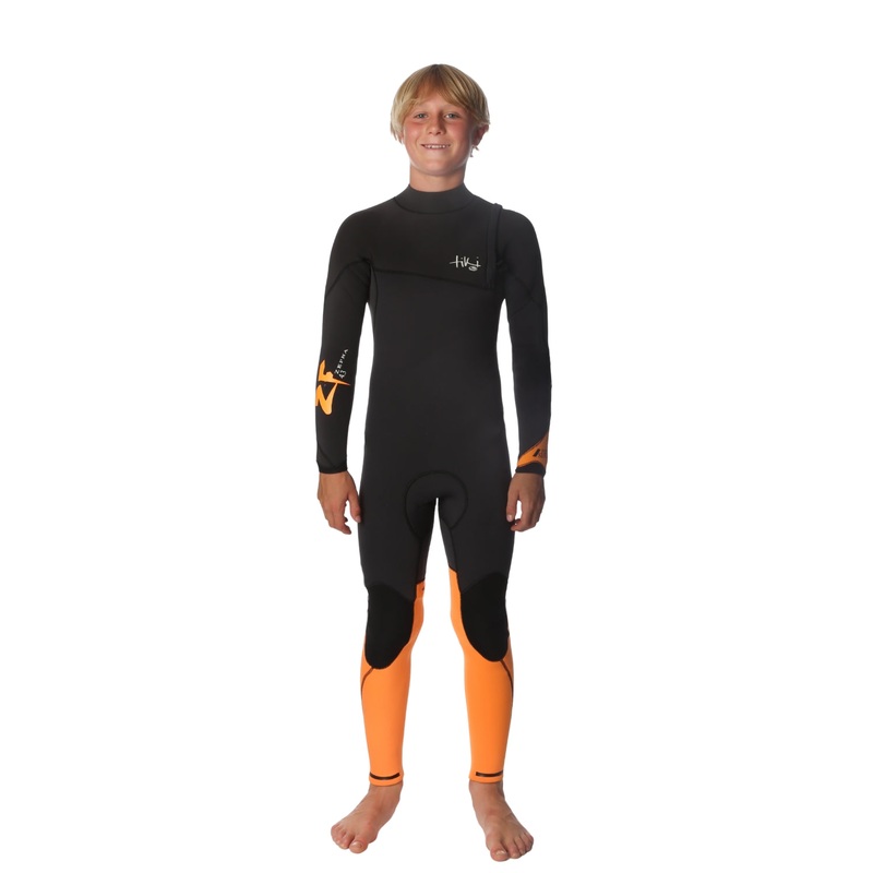 Tiki Youth Zepha 4/3 Wetsuit GBS Zip Free Steamer - Graphite/Orange