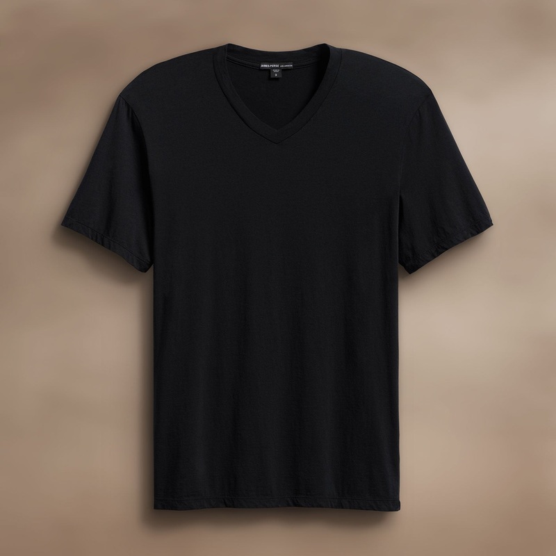 Luxe Lotus Jersey V Neck - Black