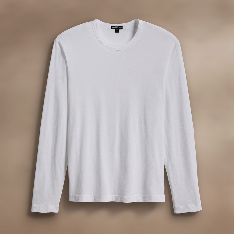 Brushed Lotus Long Sleeve Crew - White