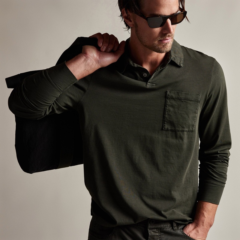 Sueded Jersey Rugby Polo - Dark Olive Pigment