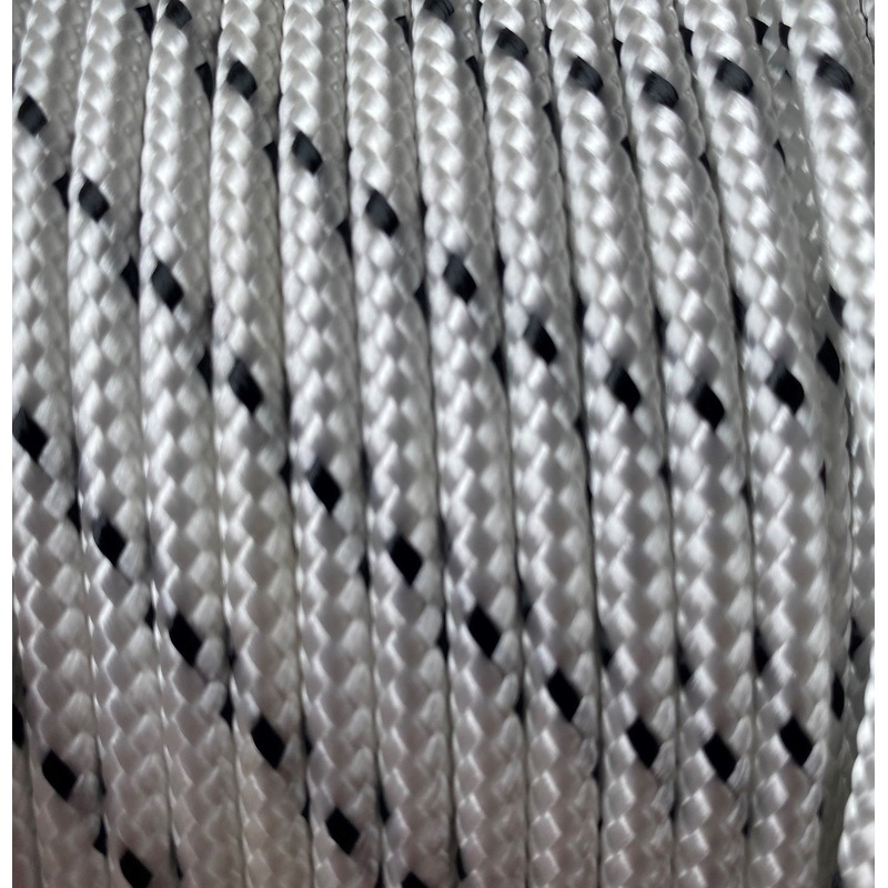 Atlantic Braids - 3/16 White w/Black Tracer Rope per foot