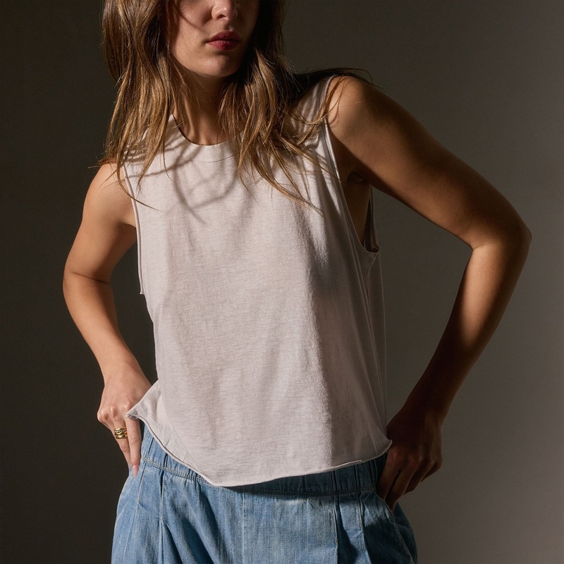 Cotton Linen Silk Shell Top - Light Mist