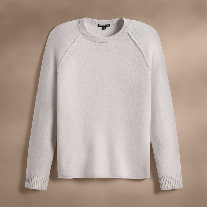 Recycled Cashmere Raglan Crew - Pearl