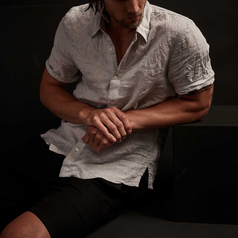 Short Sleeve Linen Shirt - Feather
