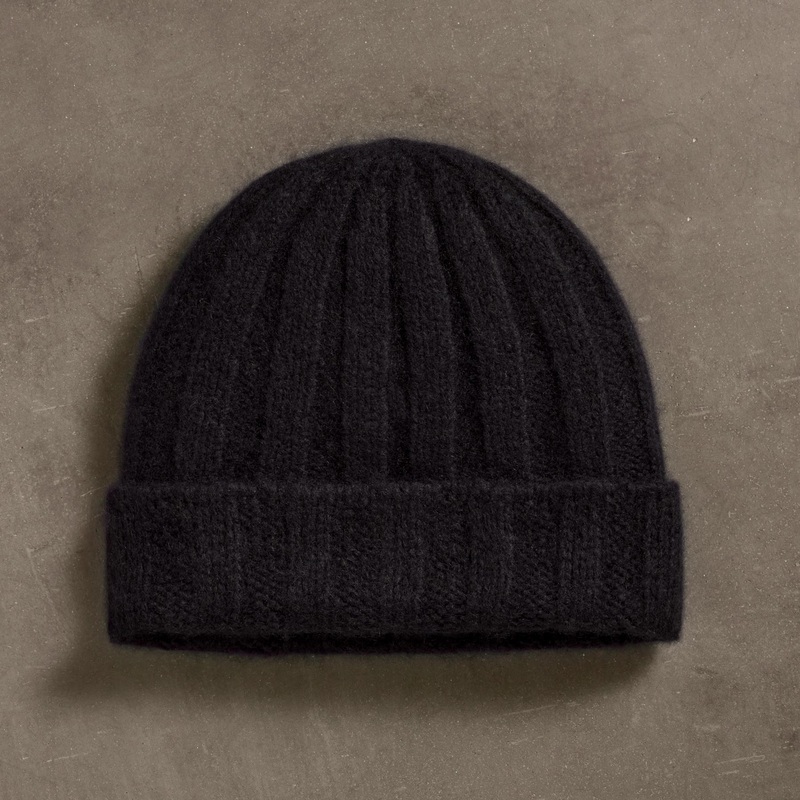 Textured Cashmere Beanie - True Black