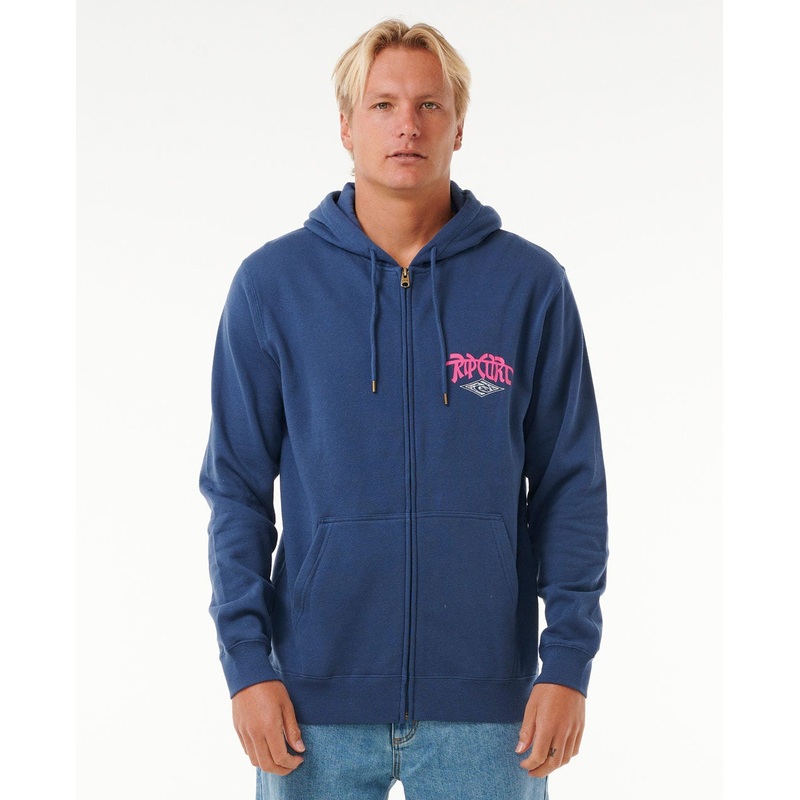 Rip Curl Shred Till Dead Zip Hooded Sweatshirt-Washed Navy