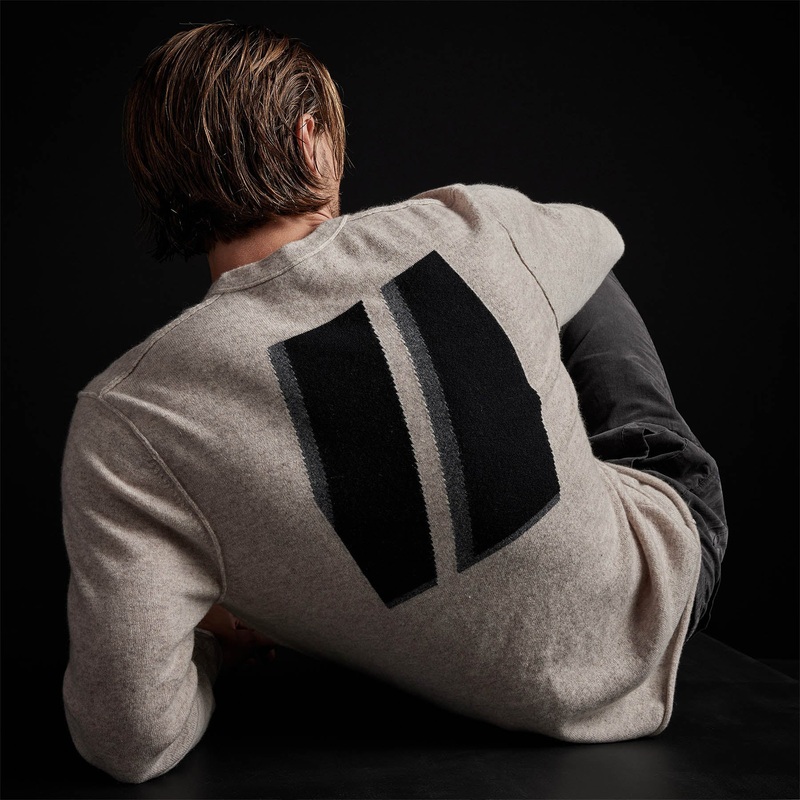 Double Bar Graphic Recycled Cashmere Sweater - Stone