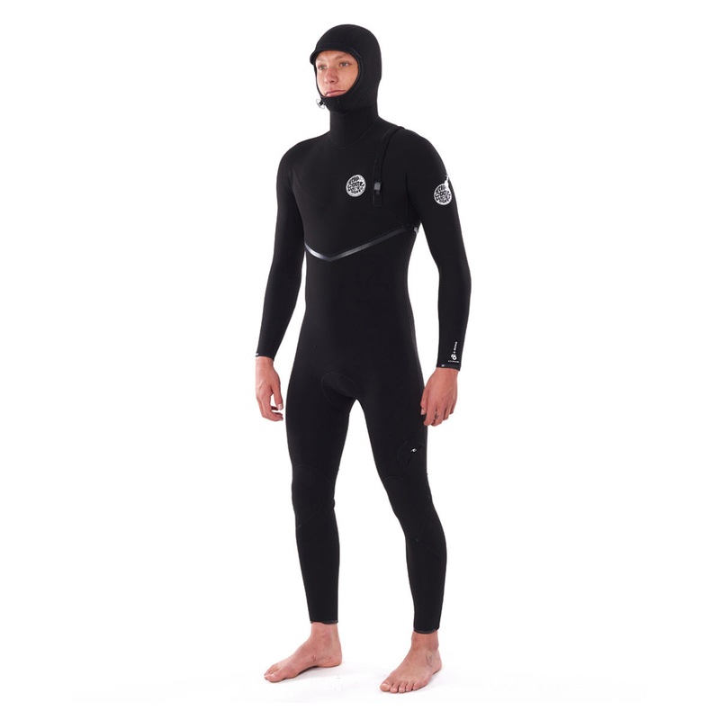 Rip Curl E Bomb 4/3mm Zip Free Hooded Wetsuit - Black