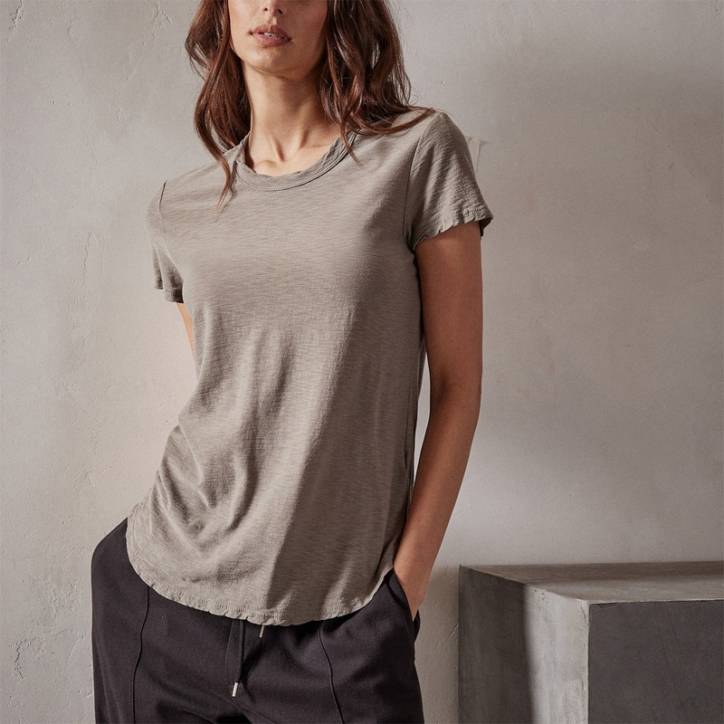 Sheer Slub Crew Neck Tee - Concrete