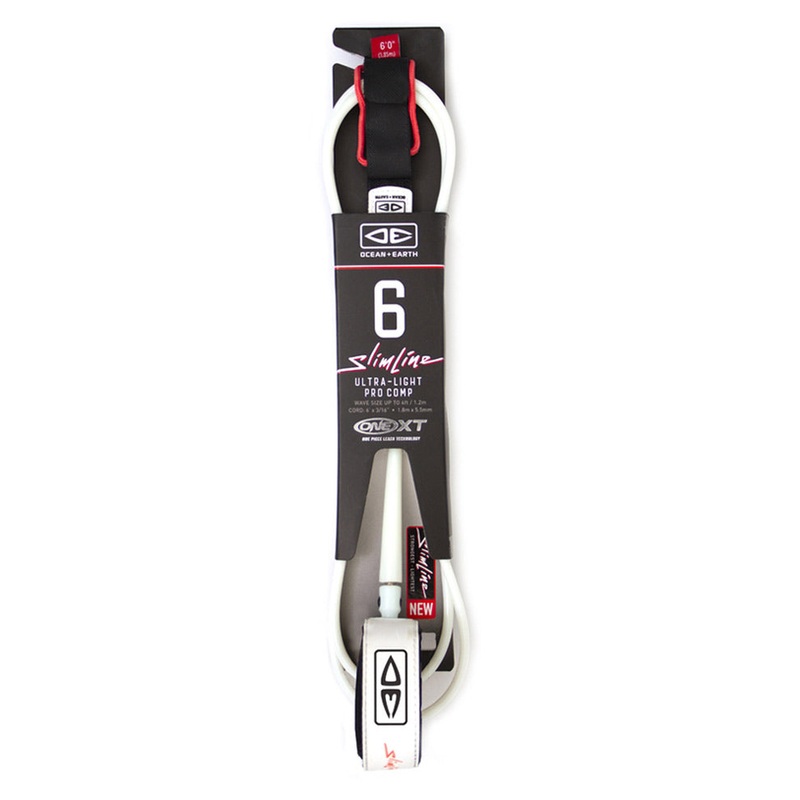 Ocean & Earth Slimline Ultra Light Pro Comp One-XT 6ft Leash - White