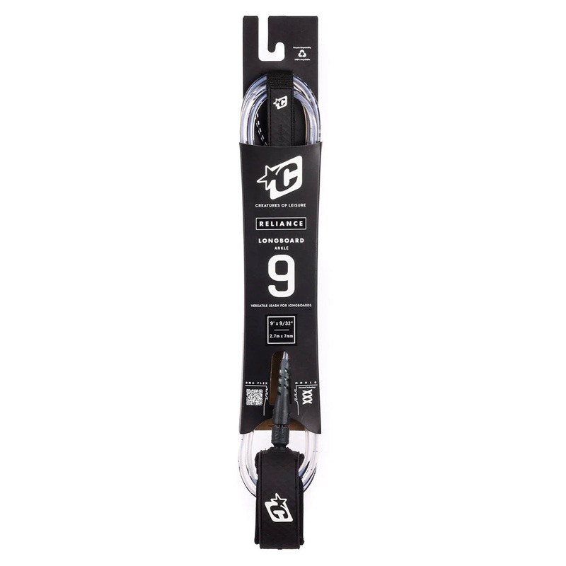Creatures of Leisure Reliance Longboard Ankle 9ft Leash - White Speckled Black