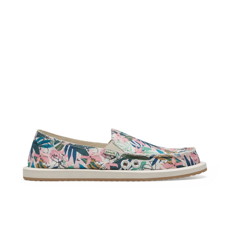 Sanuk Donna Tropical Shoe-Pink/Green