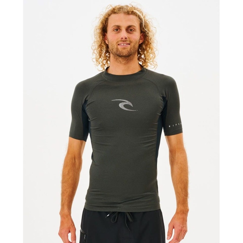 Rip Curl Waves S/S Rashguard-Light Grey Marle