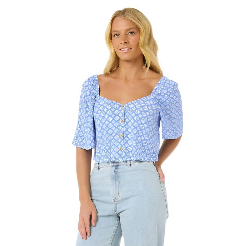 Rip Curl San Carlos Button Through Top Blue