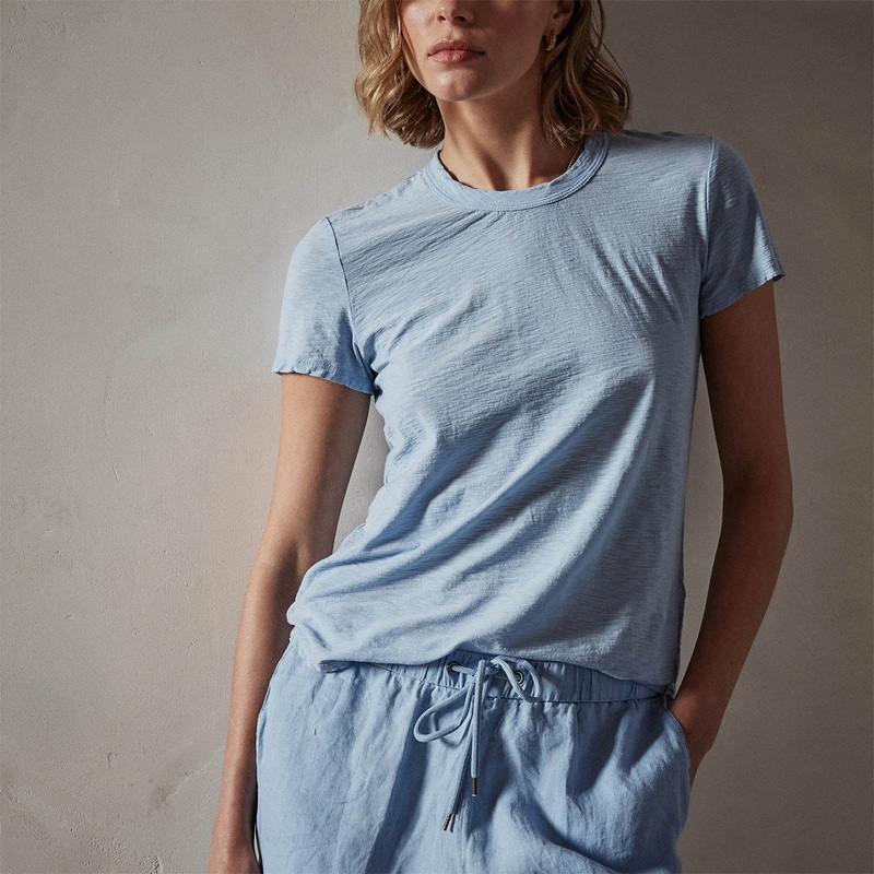 Sheer Slub Crew Neck Tee - Delta