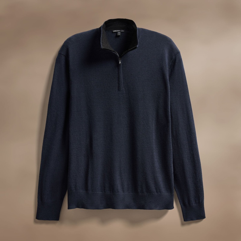 Ultrafine Cashmere Half Zip - Dark Navy