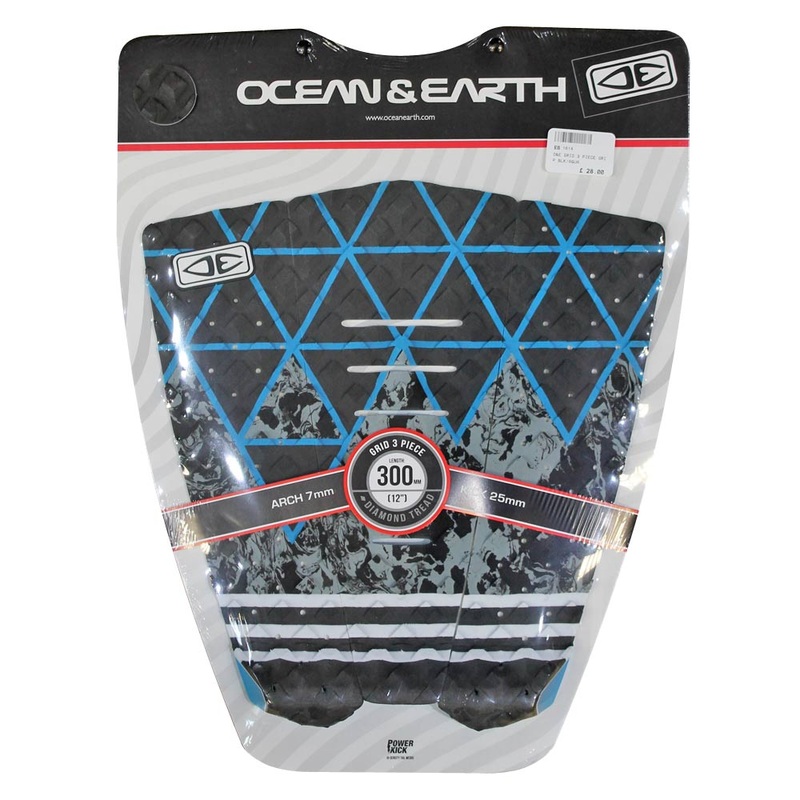 Ocean & Earth Grid 3 Piece Tail Pad - Black/Aqua