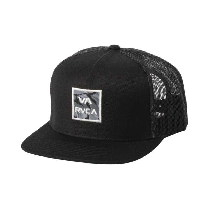 RVCA VA All The Way Print Trucker Hat-Black