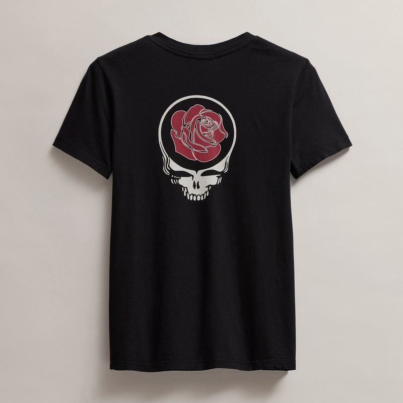 Women's Grateful Dead Rose Short Sleeve Crew - Black/Red