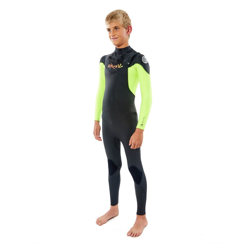Rip Curl Junior Dawn Patrol Chest Zip 4/3mm Wetsuit - Fluro Lemon