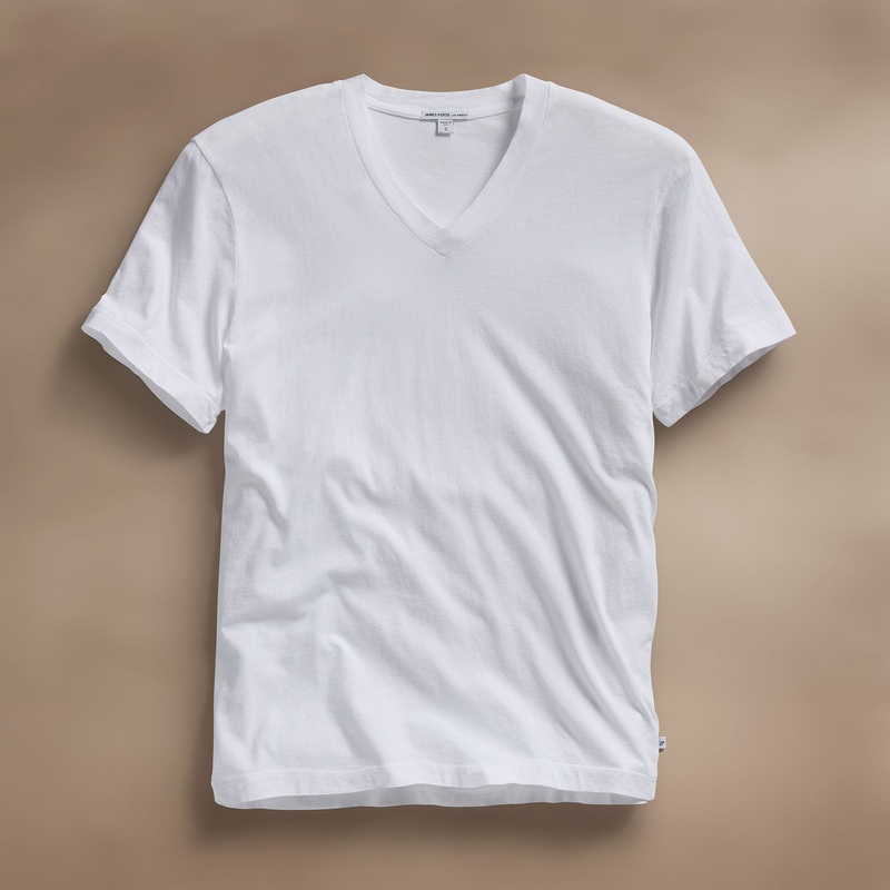 Short Sleeve V Neck - White