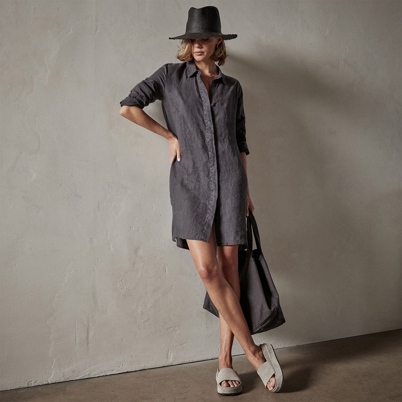 Lightweight Linen Shirt Dress - Magma Pigment