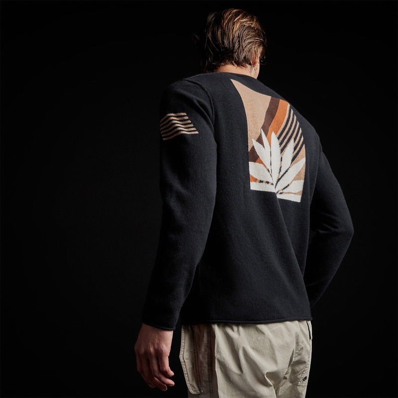 Agave Graphic Recycled Cashmere Sweater - Black