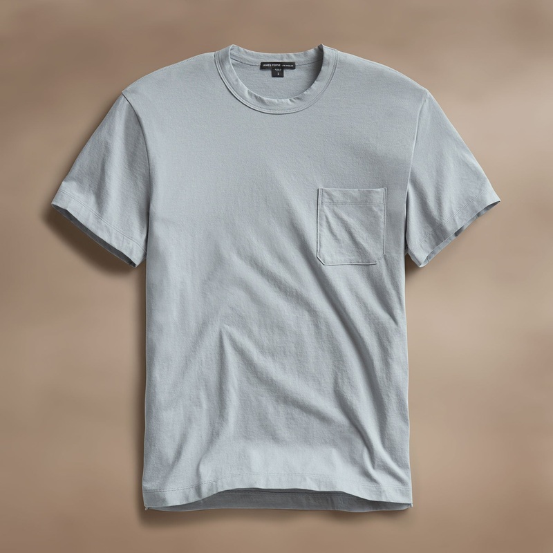 Cotton Linen Pocket Tee - Grey Sky
