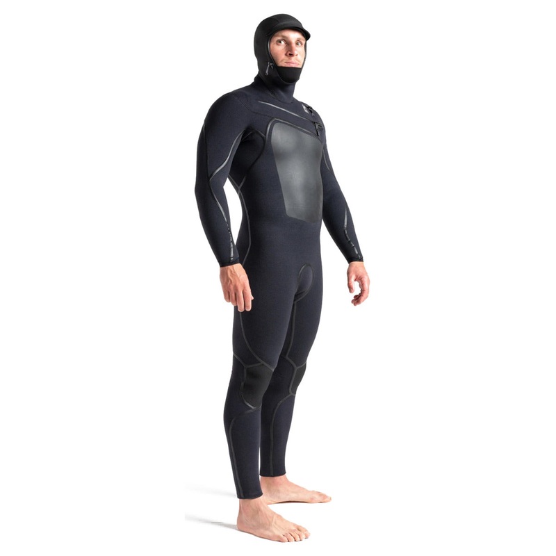 C-Skins Wired 5/4mm LQS Hooded Chest Zip Wetsuit - Black
