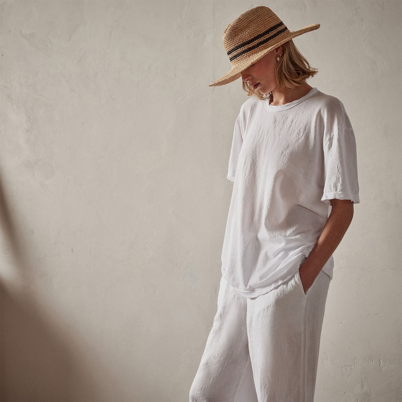 Crepe Jersey Oversized Short Sleeve Crew - White