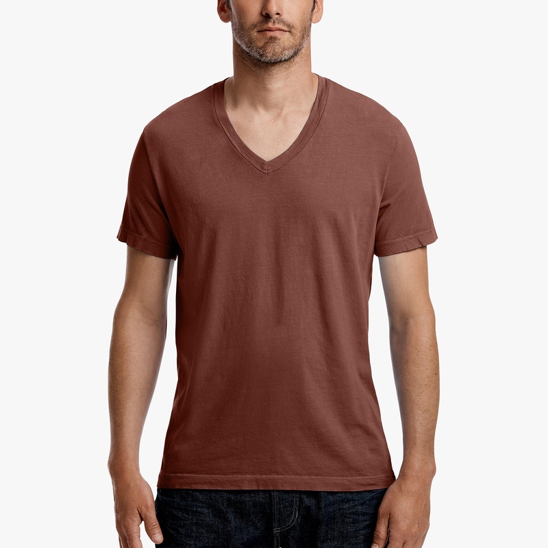 Short Sleeve V Neck - Red Clay Pigment
