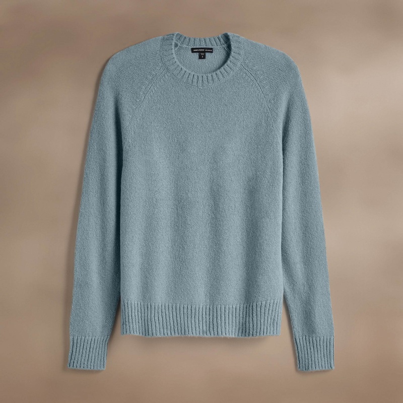 Lightweight Textured Cashmere Crew - Azure