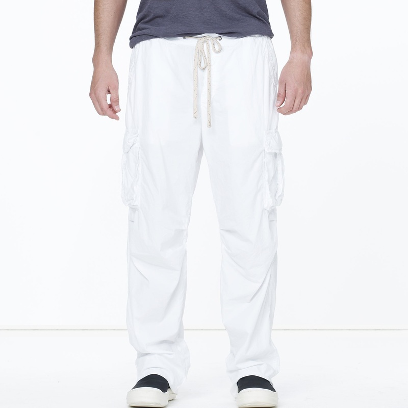 Contrast Waist Cargo Pant - White