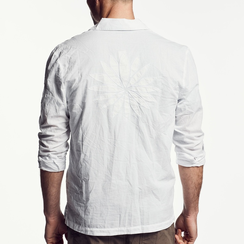 Voile Embroidered Lotus Shirt - White