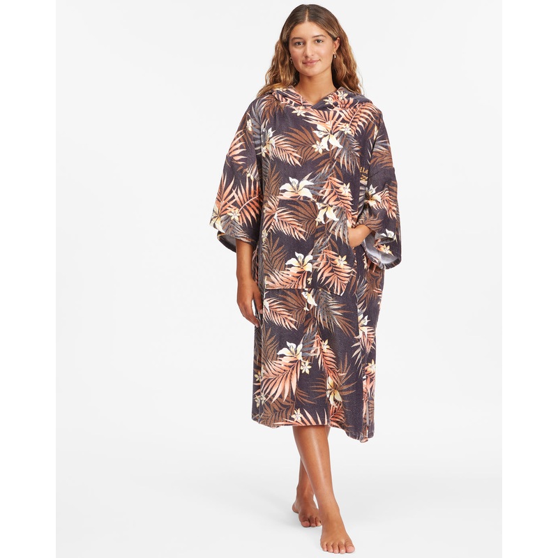 Billabong Wmn's Hooded Towel Poncho-Black Pebble