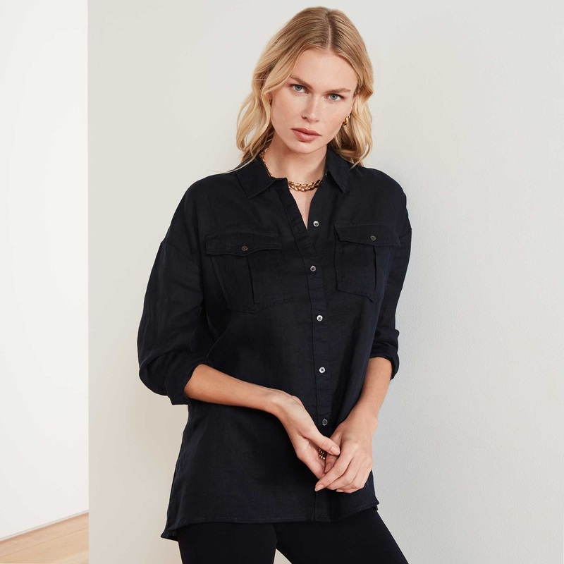 Casual Linen Shirt - French Navy