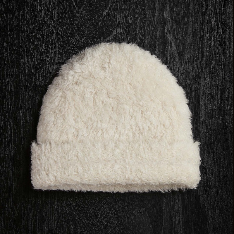 Wool Blend Sherpa Beanie - Natural