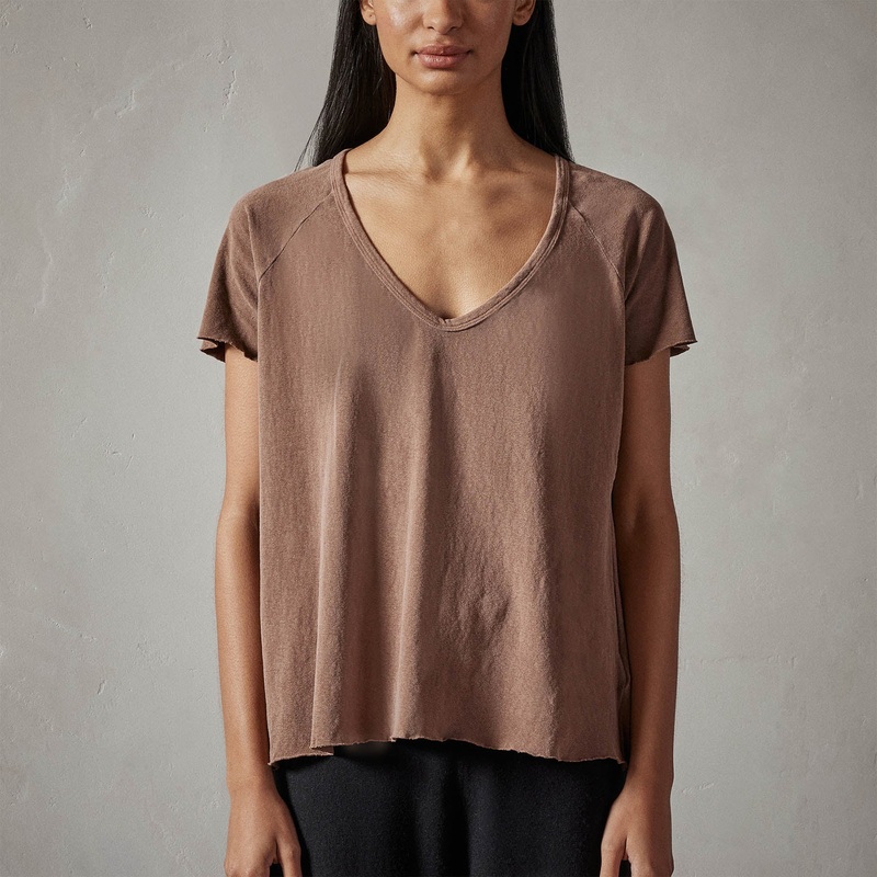 Recycled Brushed Jersey Soft V Raglan Tee - Malt Pigment