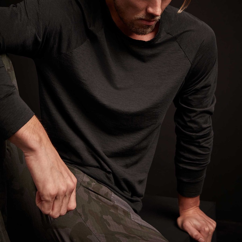 Recycled Lotus Jersey Raglan Crew - Black