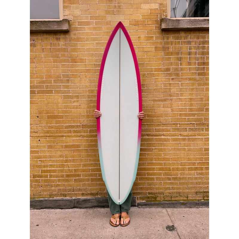 6'4" Lovemachine Surfboards TWRP - Pink/Turquoise Rail Spray
